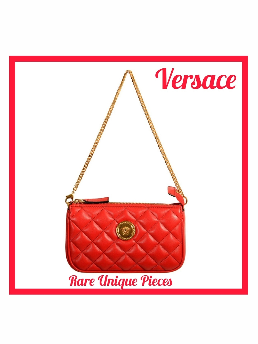 ‼️ON SALE‼️ NEW Authentic Versace Red Quilted Mini Shoulder Bag